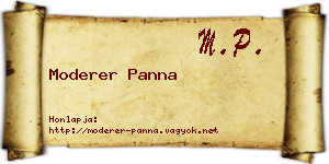 Moderer Panna névjegykártya